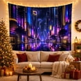 thumbnail image 3 of Neon City Street Between Skyscrapers, Dramatic Digital Art for Cityscape Lovers, Urban Wall Art, Housewarming Gift, Tapestry Wall Hanging for Bedroom, Gaming Room and Dorm, 3 of 7