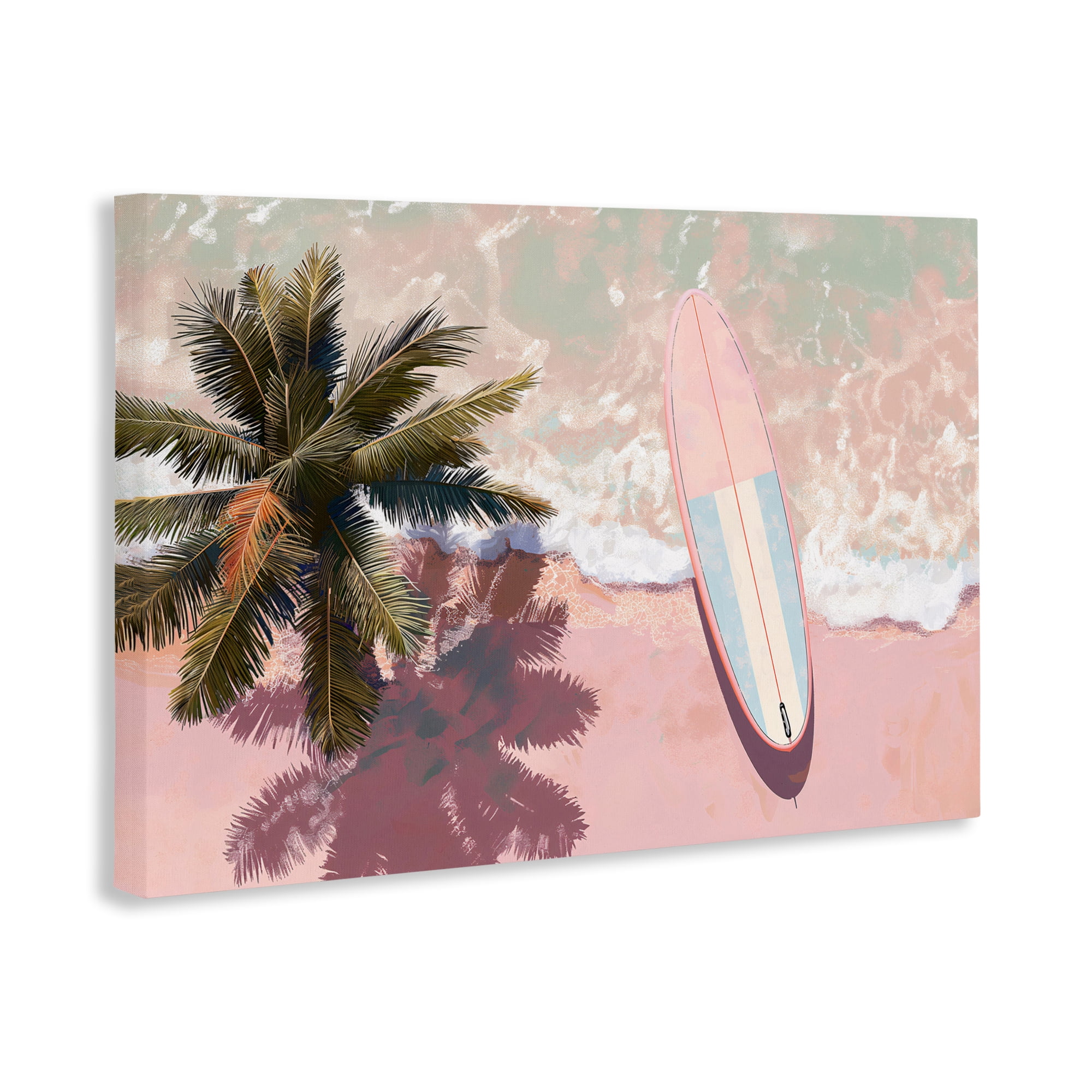 Stupell Industries Blush Pink Surfboard & Palm Canvas Wall Art, design by Jacky Ngan