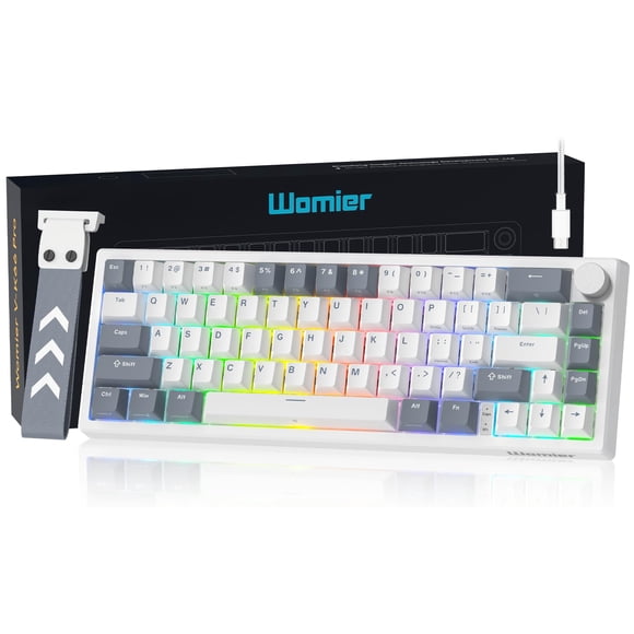 Teclado Gaming Womier VK66 PRO 60% cableado blanco cremoso
