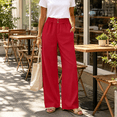 thumbnail image 3 of Womens Elastic Waist Wide Leg Pants with Pockets Solid Color Loose Casual Office Commute Trouses M, 3 of 9