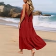 thumbnail image 3 of Women's Summer Maxi Dress Plus Size Solid Color Blackless Dress flowy Swing A Line Dress 2026 Casual Boho Sleeveless Spaghetti Strap Smocked Tiered Long Beach Sundresses for Women, 3 of 8