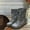 Grey, variant on jsaierl Womens Fashion Splicing Slope Heel Boots Bandage Round Toe High Heeled Boots Shoes
