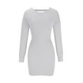 thumbnail image 4 of cfhntfmh Bodycon Dresses for Women Slim Crewneck Long Sleeve Ribbed Knit Mini Dress Fashion Back Cutout Party Dress, 4 of 4