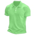 thumbnail image 4 of Mens Polo Shirts Buttons Short Sleeve Basic Business Shirts Breathable Soft Casual Performance Classic Fit Shirts Fluorescent Green 2XL, 4 of 6