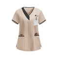 thumbnail image 7 of Hfnxid Housekeeping Uniforms for Women Plus Size Lightweight Scrubs Top Breathable Soft Work Blouse Color Block Loose Fit Nursing Uniform Blouse Khaki S, 7 of 7