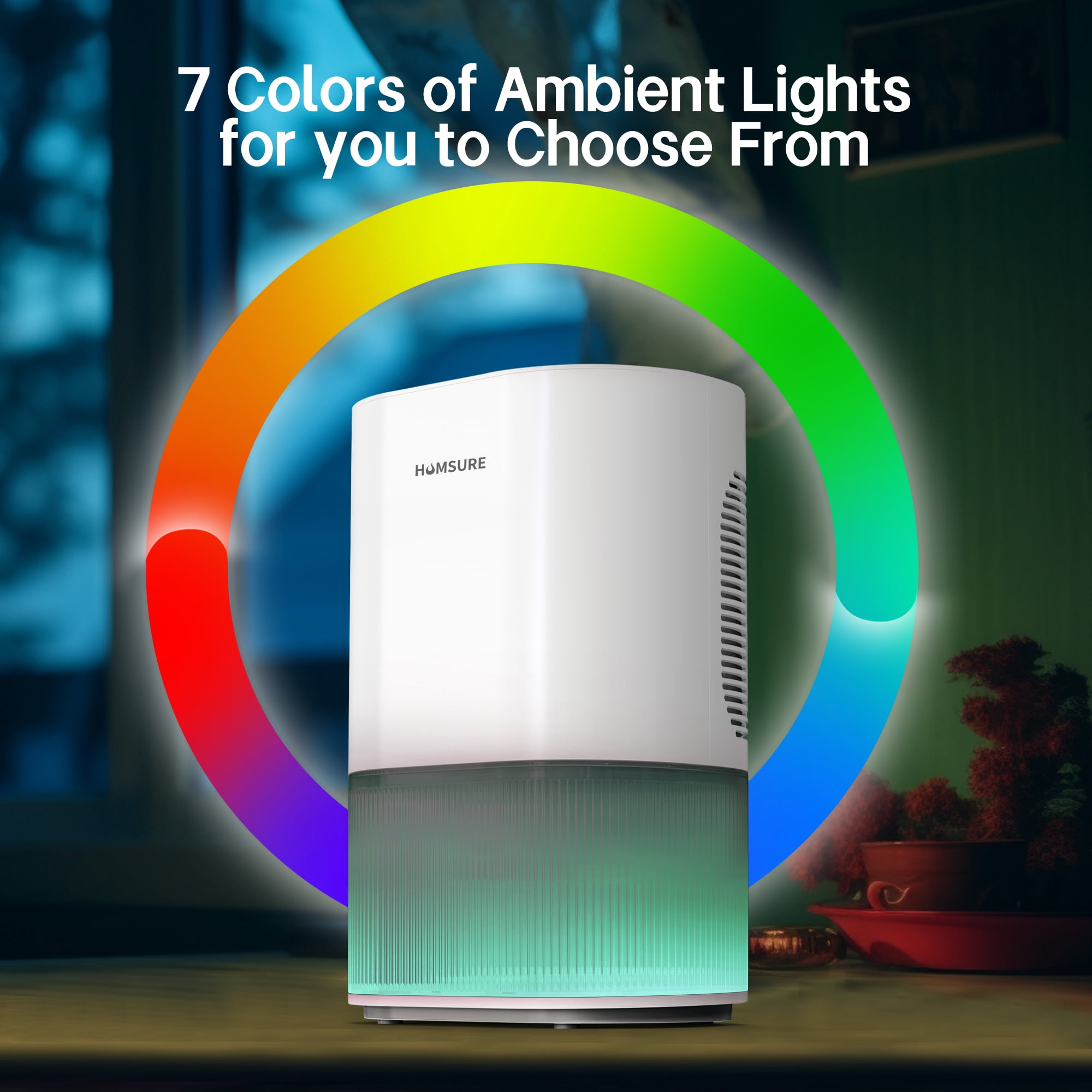 Dehumidifier 120 oz. Large Capacity Tank, Powerful Dehumidifier LED Display with Timer 7-Colour Ambient Light, Auto off, Sleep Mode, Timer, Energy Efficient Cabinet Bathroom 04