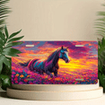 thumbnail image 6 of 1 Pcs 2D Flat License Plate Covers & Frames, A Horse in a Flower For Decorative Front, Waterproof For Decoration Aluminum License Plate Covers & Frames Cover For Men Women, 12" X 6", 6 of 7