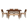 thumbnail image 3 of Linon Patty 6 Pce Wood Dining Set 4 Chairs and Bench with Woven Seats in Brown, 3 of 20