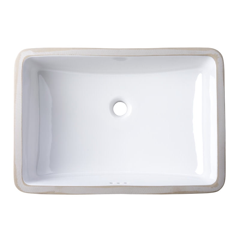Open Box Miseno MNO2114ABWH Bright White Undermount Rectangular Bathroom Sink with Overflow Drain (22.875-in x 16-in)