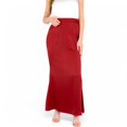 thumbnail image 4 of Women's Satin Maxi Skirt With High Waist And Flowing A-Line Design- Burgundy,Small, 4 of 7