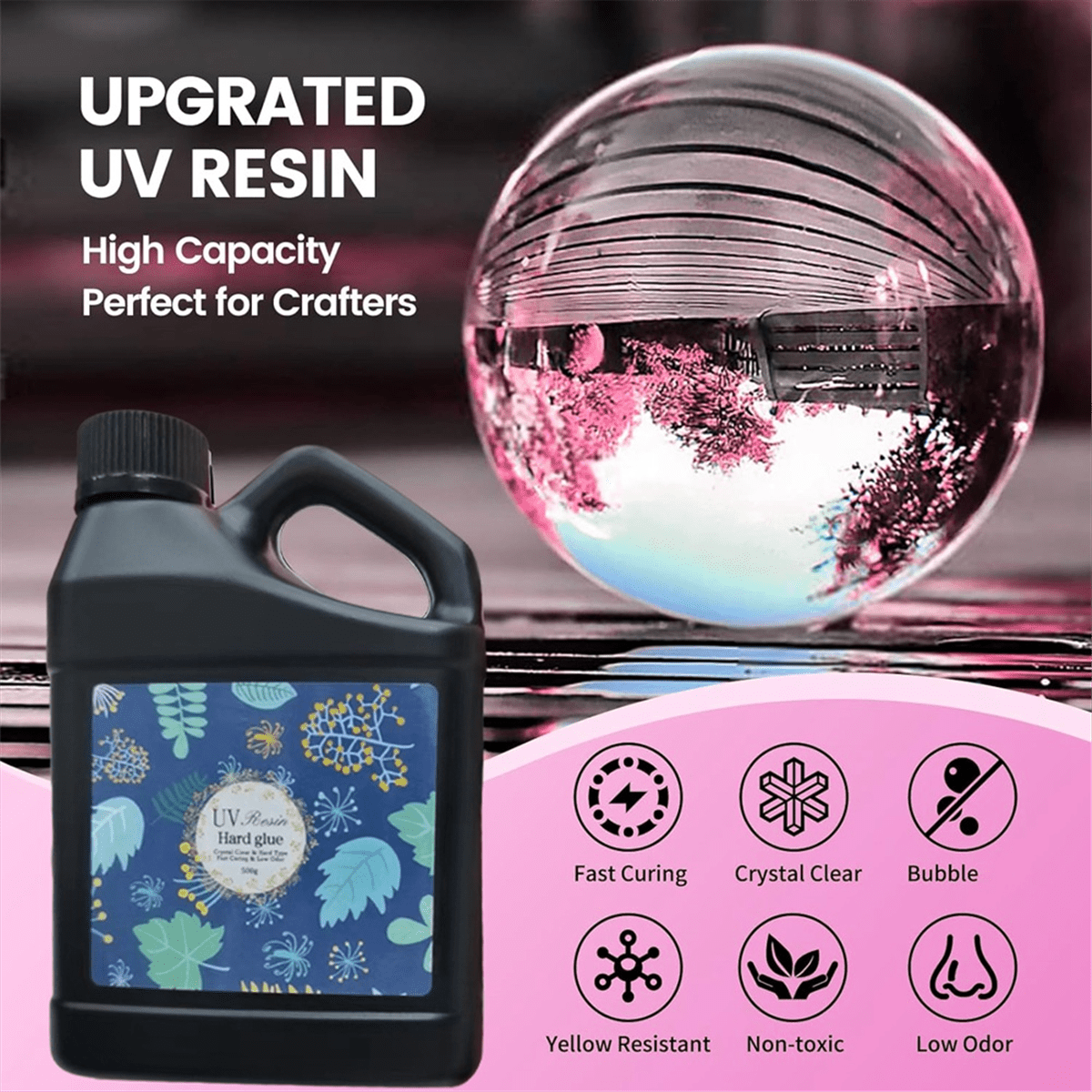UV Resin 500g -Upgraded Crystal Clear Hard Fast Curing Epoxy Supplies for Craft Jewelry Making