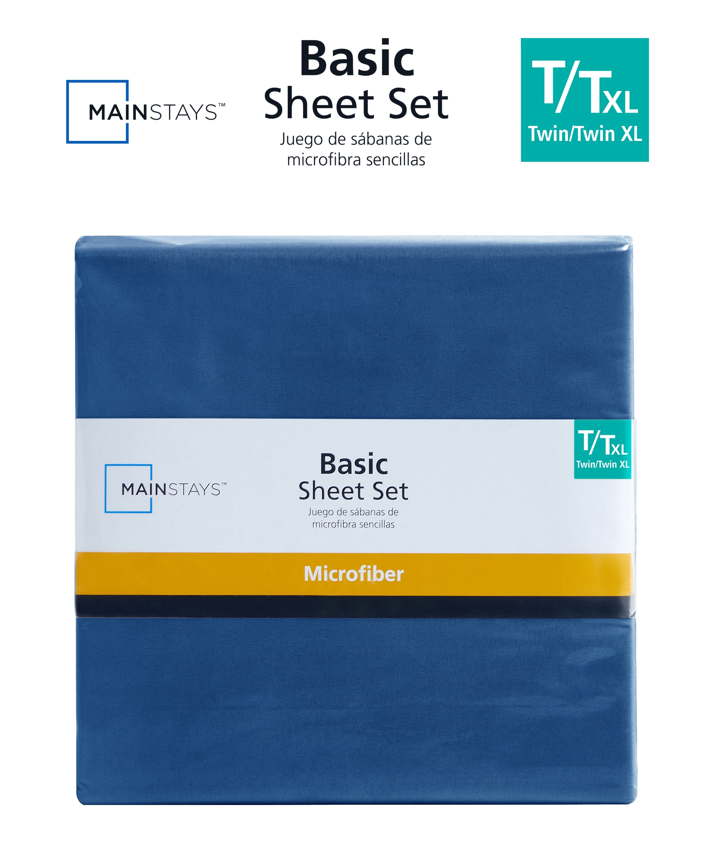 Mainstays Basic Value Microfiber Bed Sheet Set, Royal Blue, Twin-XL, 3 Piece