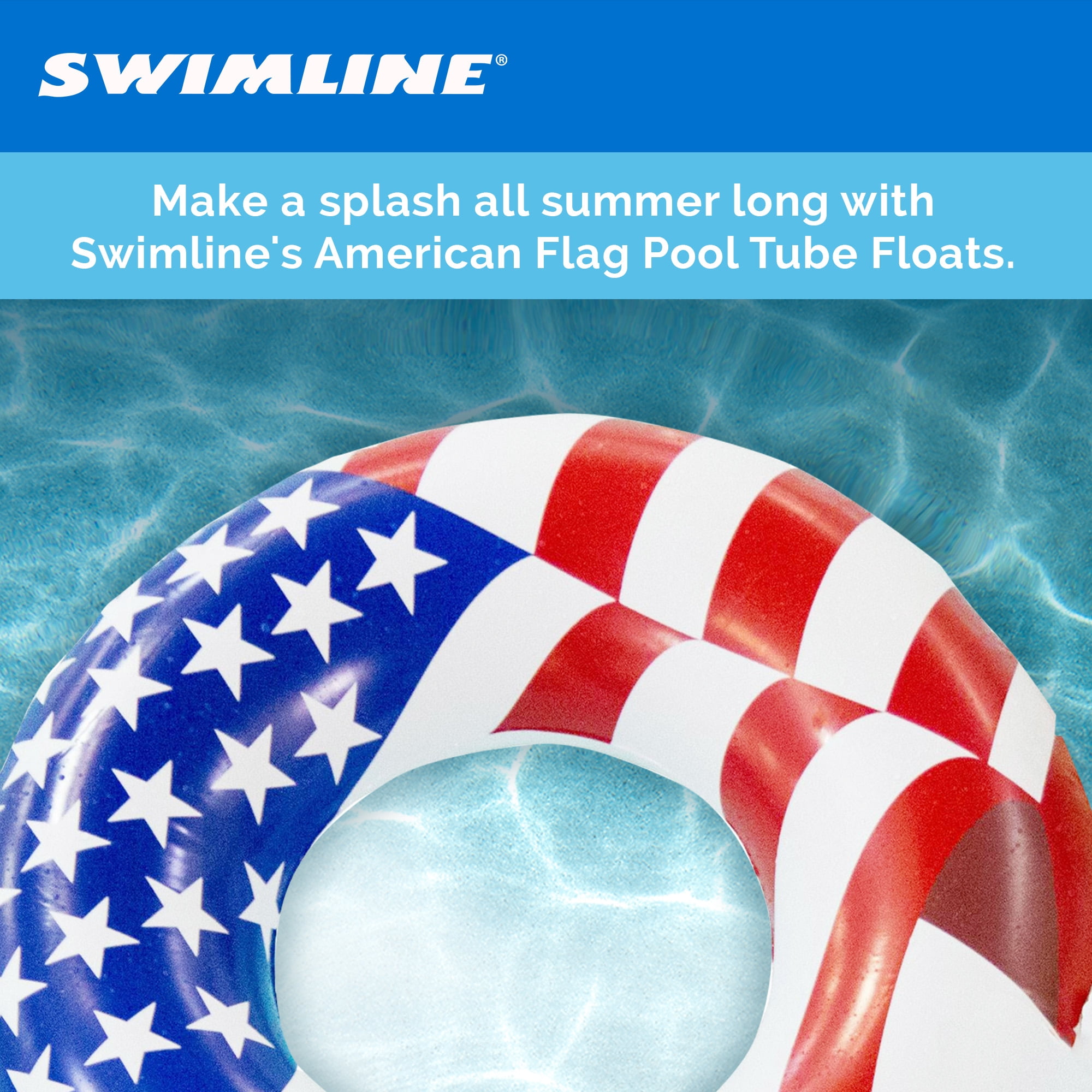 Swimline 36" Inflatable Patriotic American Flag Pool Tube Float, (5 Pack)