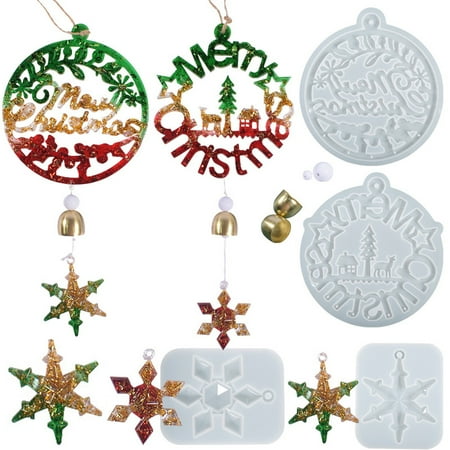 

buateil Wind Chime Mold Easy Demoulding Hollowed-out Suspensible DIY Christmas Snowflake Letter Pendant Mold for Home