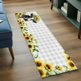thumbnail image 4 of Runner Rugs 2x6 Ft, Farmhouse Cow Non Slip Area Rugs for Kitchen Bedroom Entryway, Pastoral Sunflower Botanical Gray Plaid Washable Carpet Runner Rug Floor Mats for Bedroom Home Decor, 4 of 9