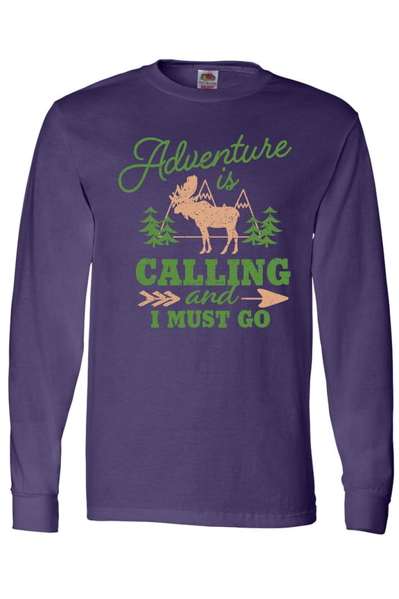 Vintage Adventure is Calling and I Must Go with Moose Long Sleeve T-Shirt