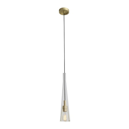Pendants 1 Light Fixtures With Brushed Brass Tone Finish A19 Bulb Type 5