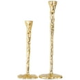 thumbnail image 2 of Northlight Slim Textured Metal Taper Holders with Lily Pad Base - 16" - Gold - Set of 2, 2 of 6