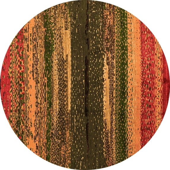 Ahgly Company Indoor Round Oriental Orange Modern Area Rugs, 3' Round