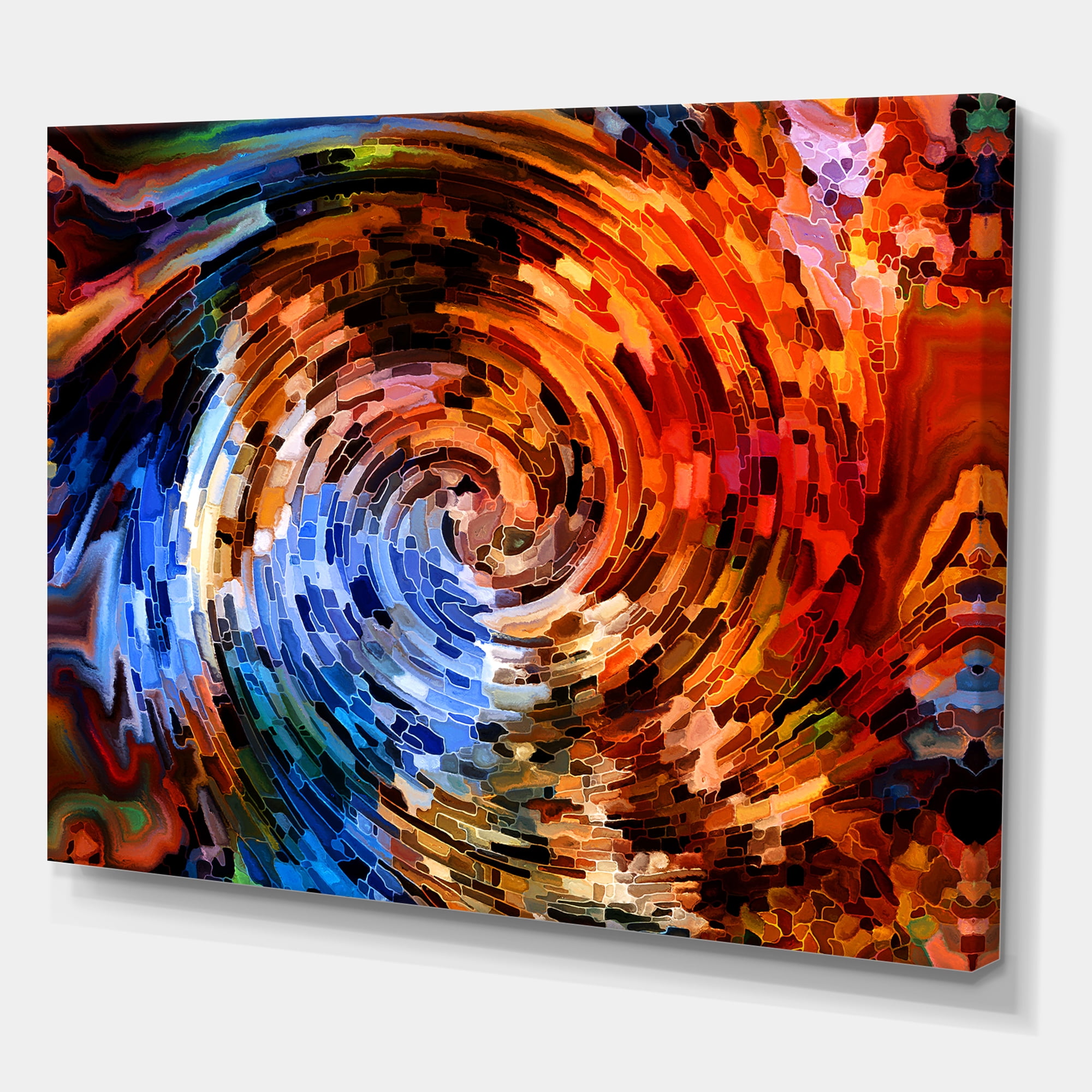 Designart ' Orange Spiral Abstract Voyages To Inner World ' Modern Canvas Wall Art Print