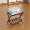 thumbnail image 6 of LEDREM Solid Wood Luggage Rack with Storage Shelf, Foldable Suitcase Stand No Assembly Required for Guest Room Hotel Bedroom, Coffee Brown, 6 of 6