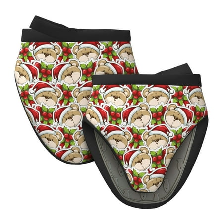 

Matuu Christmas Hat bear for Non-Slip Mini Oven Soft Silicone Mitt 5.9 x5.9