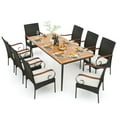 thumbnail image 5 of Yardi Yard 9 Pieces Patio Dining Set, 79 Inch Outdoor Dining Table and 8 Rattan-woven Dining Chairs, Table with Acacia Wood Tabletop, Brown, 5 of 7