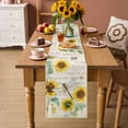 thumbnail image 2 of Sunflower Cotton Linen Rectangle Table Runners 13"x48", Vintage Yellow Summer Botanical Dragonfly Coffee Table Runner Dresser Scarves Luxury Table Runners for Wedding Party Banquet Dinner Decor, 2 of 8