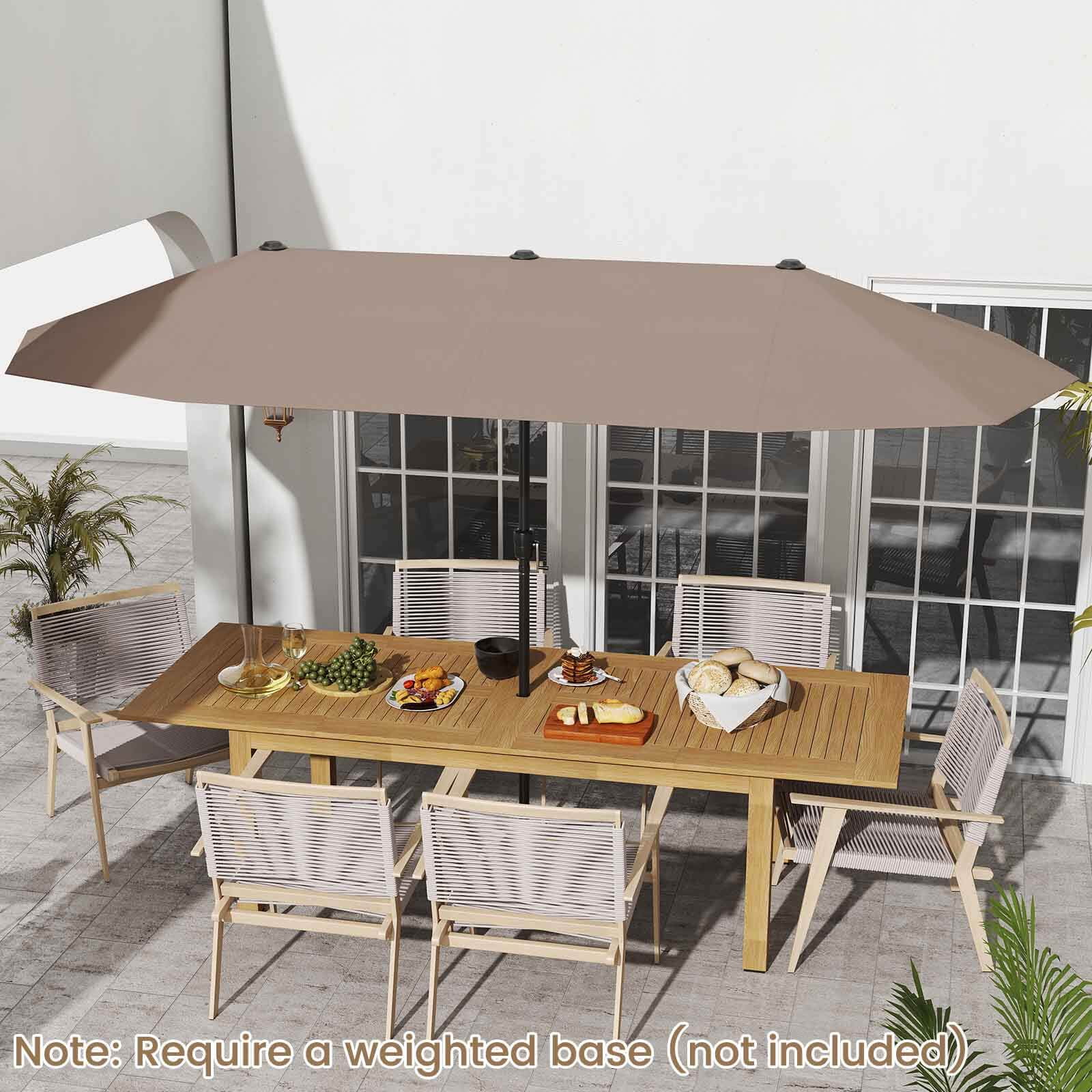 Costway 13 FT Large Patio Umbrella Outdoor Double-Sided Table Market Umbrella for Garden Brown