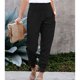 thumbnail image 2 of Pantalones de color puro, pantalones de cintura alta elástica con dobladillo dividido para mujer, pantalones casuales de cintura alta, diseño fácil de usar, 2 of 6