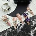 thumbnail image 4 of Artisan-Made Colorful Y2K Garbage Punk Fake Nails - Original Design Spiked & Star Press-Ons, Edgy Cute Decorative Nails for Fun Parties, Shimmer Retro Vibe Handcrafted Nail Sets, 4 of 10
