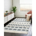thumbnail image 2 of Unique Loom Cotton Chindi Collection Area Rug (10' x 14' 1" Rectangle Ivory/Navy Blue), 2 of 11