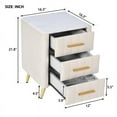 thumbnail image 4 of CRO Decor Wooden Nightstand with 3 Drawers and Metal Legs&Handles-Beige, 4 of 12