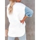 thumbnail image 5 of Sonducket Abrigo de mujer Botón de bloque de color Camisa cálida Otoño Invierno Solapa de pana Prendas para la parte del cuerpo Blanco+gris+azul cielo 3XL, 5 of 6