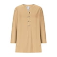 thumbnail image 4 of Ashirexll Womens Casual Tops, Tops for Women Trendy, Button V Neck 3/4 Sleeve T Shirt Loose Top for Ladies Casual and Fashionable Tops, 4 of 6