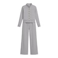 thumbnail image 6 of 2 Piece Women Tracksuit Set, Button Down Jackets, Wide Leg Sweatpants, Teen Fall Trendy Casual Workout Outfits S-XXL, 6 of 6