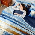thumbnail image 3 of spefrowx Abstract Coastal Seascape Queen Bedding for Women Men, Blue Gradient Seagull Bedding Comforter Set Queen, Navy Reversible, 7pcs, 3 of 6