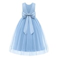 thumbnail image 2 of Oudiya Flower Girls Dress Bowknot V-Back Formal Pageant Ball Gown Party Wedding Tulle Long Dresses, 4-12Y, 2 of 7