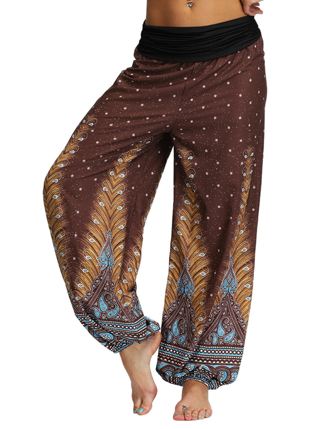 New Ladies Smock Harem Pants Baggy Bohemian Boho Hippie Aladdin Yoga Trousers HP