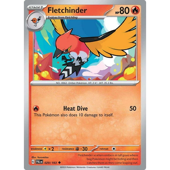 Pokemon Paldea Evolved Uncommon Fletchinder #29