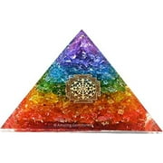 7 Chakra Onyx Crystal Orgone Pyramid, Organite Pyramid Sri Yantra (Small)