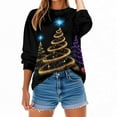 thumbnail image 6 of Vintage Christmas Sweatshirts for Women Fleece Round Neck Shirts Fashion Christmas Funny Printed Blouses Long Sleeve Sweaters Casual Xmas Holiday Pullover Tops, 6 of 9