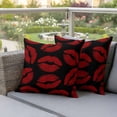 thumbnail image 5 of Outdoor Pillow Covers Lipprint Kisses Red and Black Waterproof Pillow Cases 24x24 Set of 2, Valentine's Day Lips Texture Throw Pillow Cover Pillowcase for Patio Balcony Couch Garden, 5 of 9