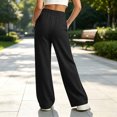 thumbnail image 4 of vzibsiv Boys Girls Sweatpants Wide Leg Fleece Lined Elastic Waist Pants with Pockets School Casual Trousers Black 14-15Y, 4 of 7