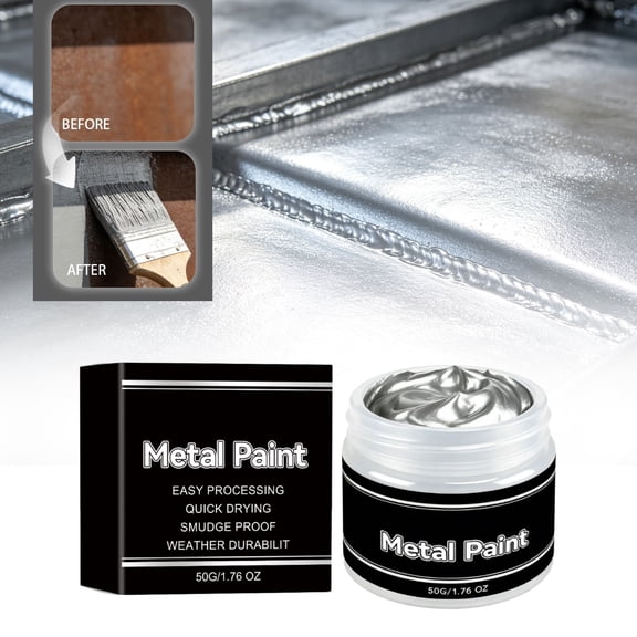 Metal Paint Decorative Coating, High Gloss Metallic Finish Paint for Furniture Hardware Crafts and DIY Projects, Protective Long Lasting Color Restoration Paint for Indoor Outdoor Metal Surfaces