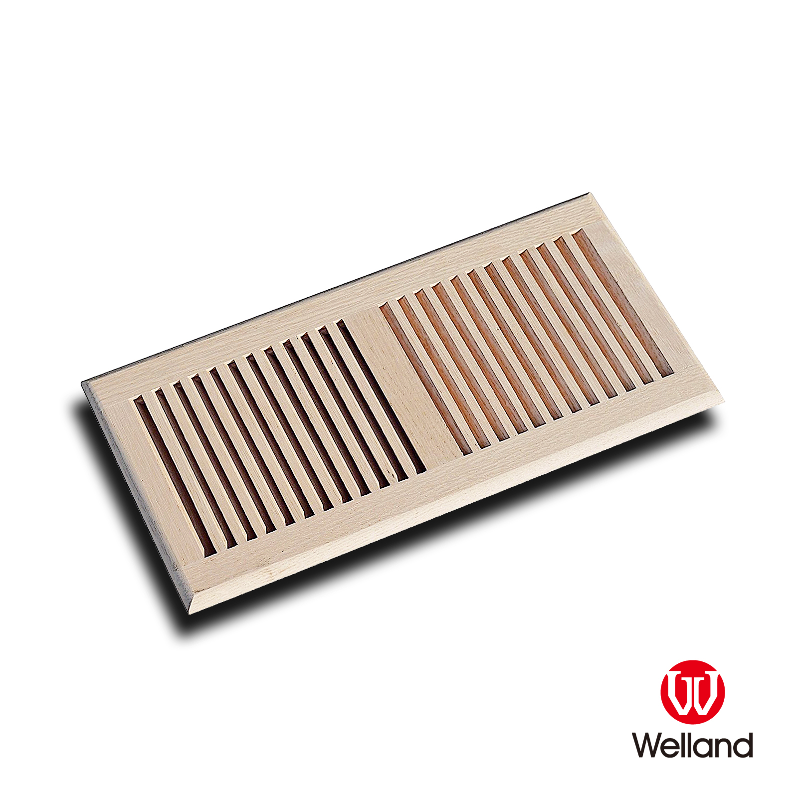 WELLAND 4"x14" Wood Vent Floor Register Self Rimming, Unfinished White