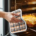 thumbnail image 3 of Orange Black Plaid Pot Holders for Kitchen Heatproof Potholder, 2 Pack Farmhouse Orange Black Checkered Hot Pads Multipurpose Oven Pads Cloth Potholders Trivet for Cooking and Baking, 3 of 8