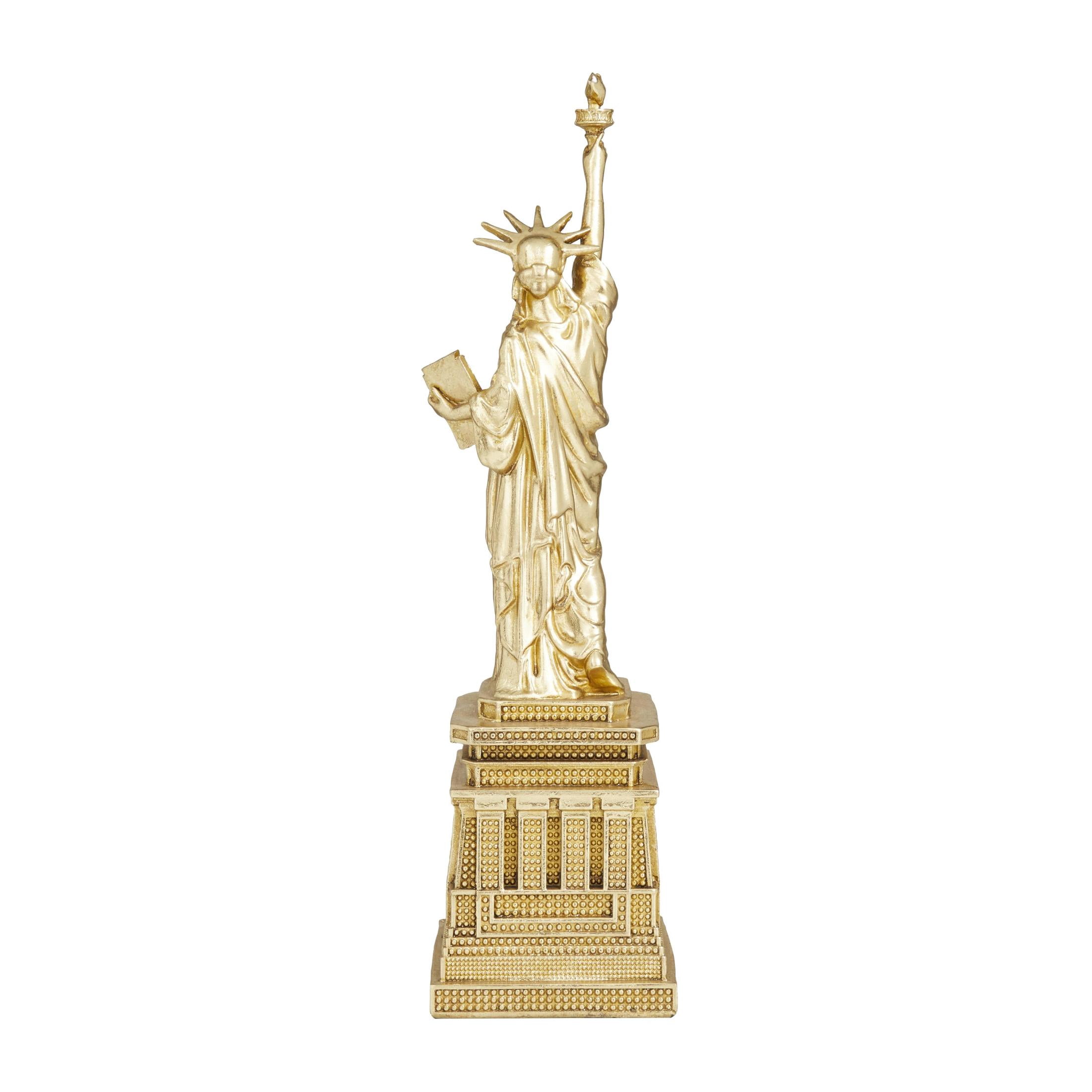 5" x 17" Gold Polystone Statue of Liberty Sculpture, by DecMode