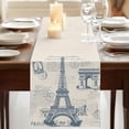 thumbnail image 3 of France Towers Table Runner, Retro Hand-Painted Seal Architectural Art Washable Cotton Linen Table Runners 36 Inches Long, Dresser Scarf Runner for Nightstand/End Tables/Round Tables 13''x36'', 3 of 9