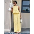 thumbnail image 4 of Women'S 2 Piece Gingham Set Summer Outfits Ruffle Tank Top and Wide Leg Pants Matching Lounge Set Yellow XL, 4 of 8
